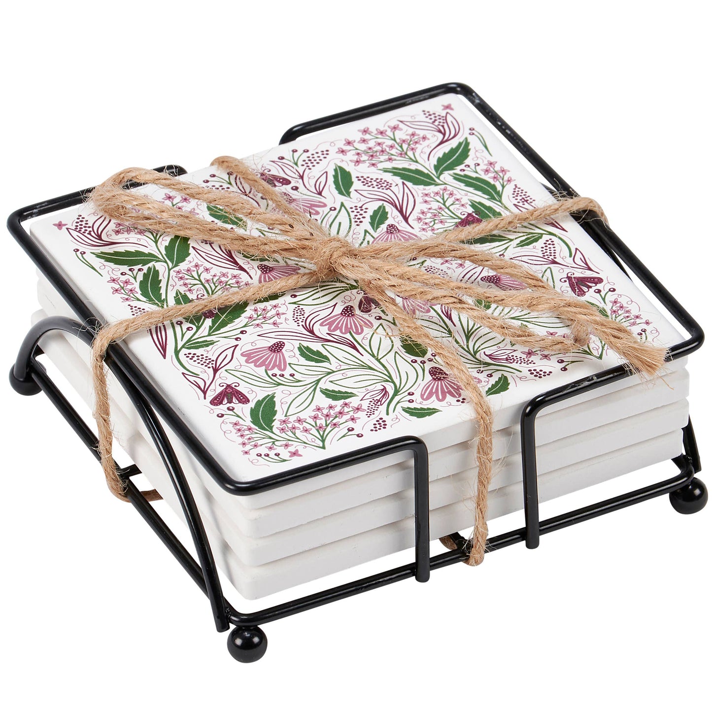 Botanical Folk Art Coaster Set